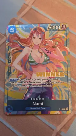 One Piece Card Game Heroines Battle Nami Winner Card P-112 English - Image 1