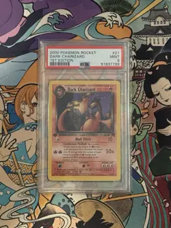 Dark Charizard Team Rock Non-Holo Card 21/82 1st Edition 2000 PSA 9 - Image 1