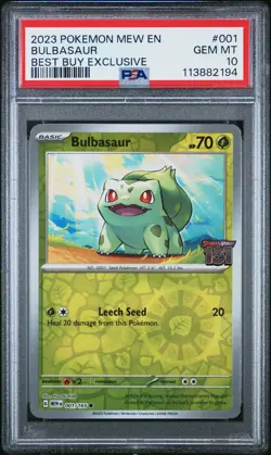 2023 POKEMON MEW EN-151 BEST BUY EXCLUSIVE #001 BULBASAUR PSA 10 - Image 1