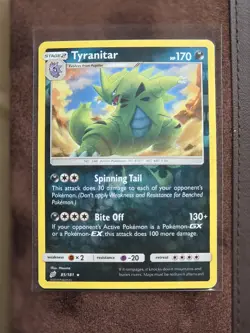Pokemon TCG Tyranitar 85/181 Reverse Holo Rare SM Team Up NM - Image 1
