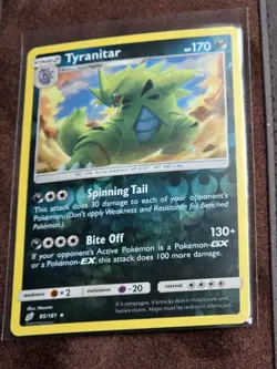 Pokemon TCG Tyranitar 85/181 Reverse Holo Rare SM Team Up NM - Image 2