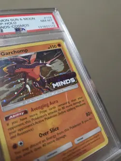 💥Pokemon Garchomp Unified Minds Stamped Promo Cosmos Holo Rare #114 PSA 8 NM💥 - Image 2