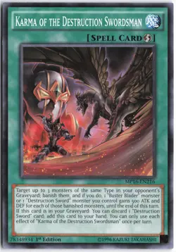 Yugioh - Karma of the Destruction Swordsman MP16-EN216 1st Edition - 2016 Mega-T - Image 1