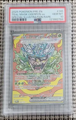 Pokemon Pre En-Prismatic Evolutions Teal Mask Ogerpon Ex #145 - PSA 10 GEM MINT - Image 2
