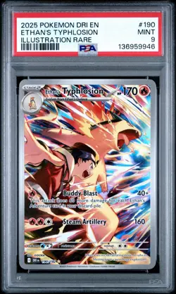 2025 POKEMON DRI EN #190 ETHAN'S TYPHLOSION ILLUSTRATION RARE PSA 9 - Image 1