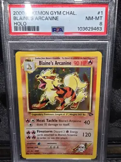 Pokemon Blaine's Arcanine Gym Challenge Holo PSA 8 1/132 2000 Wizards Rare - Image 1