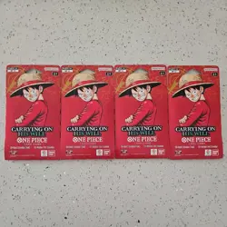 One Piece OP-13 Carrying on His Will Sleeved Blister Booster Packs X 4 - Image 1