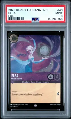 2023 DISNEY LORCANA EN 1-THE FIRST CHAPTER FOIL #40 ELSA QUEEN REGENT PSA 9 - Image 1