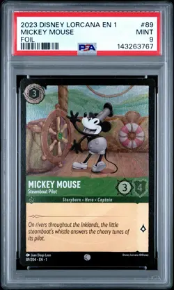 2023 DISNEY LORCANA THE FIRST CHAPTER FOIL MICKEY MOUSE STEAMBOAT PILOT PSA 9 - Image 1