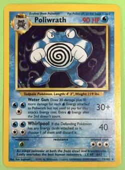 Pokemon TCG Poliwrath Base Set Holo Card 13/102 Unlimited NO PLAY NEAR MINT - Image 1