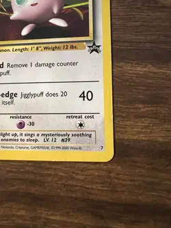 Pokemon TCG Jigglypuff Black Star Promo Card WOTC No.7 Vintage 1999 MP - Image 4