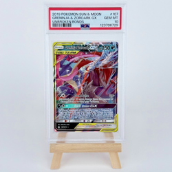 2019 POKEMON SUN & MOON UNBROKEN BONDS #107 GRENINJA & ZOROARK GX PSA 10 #2 - Image 1