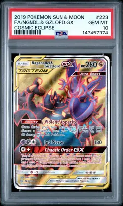 2019 Pokemon Sun Moon Cosmic Eclipse Naganadel Guzzlord GX #223/236 PSA 10 - Image 1