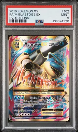 Pokemon TCG M Blastoise EX Full Art Holo Ultra Rare PSA 9 - Image 1
