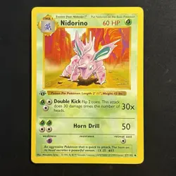 Pokemon Vintage 1st Edition Nidorino 037/102 Base Set (Shadowless) 1999 Wotc - Image 1