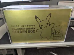 Pokemon 25th Anniversary Golden Box Japanese Sealed Pikachu Gold W/ Acrylic Case - Image 1