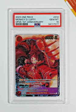 One Piece PSA 10 Monkey D. Luffy #012 OP05 1ST Anniversary 2023 English - Image 1