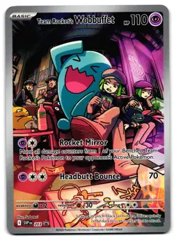 Team Rocket's Wobbuffet SVP 203 - Promo Destined Rivals Pokemon TCG - M/LP Card - Image 1
