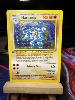 Pokemon TCG Machamp Holo 1st Edition Base Set #8/102 DMG - Image 1