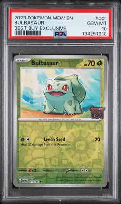 2023 POKEMON MEW EN-151 BEST BUY EXCLUSIVE #001 BULBASAUR PSA 10 - Image 1