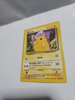 Pokemon TCG Base Set Pikachu Card 58/102 Unlimited Regular Common LP - Image 1