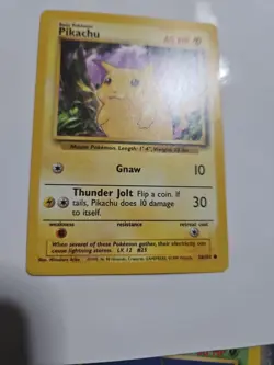 Pokemon TCG Base Set Pikachu Card 58/102 Unlimited Regular Common LP - Image 3