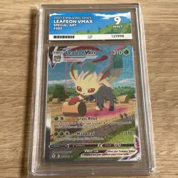 Pokemon TCG Leafeon VMAX 205/203 Evolving Skies Secret Rare Card Graded 9 ACE - Image 1