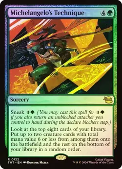NM Foil Michelangelo's Technique, MTG, TMNT, Magic the Gathering, 122 - Image 1