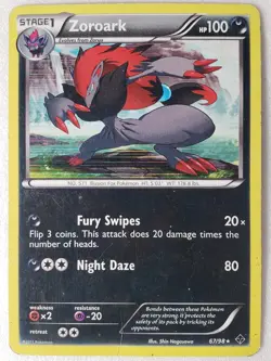HOLO Zoroark 67/98 PL - Emerging Powers Pokemon Card - Shin Nagasawa Art - Image 1