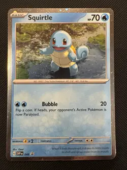 Pokemon 151 Squirtle SVP 048 Cosmos Holo SWIRL Black Star Promo - NM - Image 1