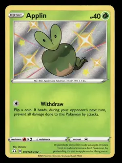 Applin SV012/SV122 Shiny Holo Shining Fates Pokemon Card - Image 1