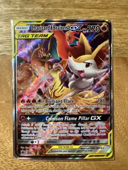 Pokemon TCG Charizard & Braixen GX Tag Team Black Star Promo SM230 Holo Rare - Image 1