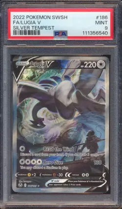 2022 POKEMON SILVER TEMPEST LUGIA V FULL ART #186 PSA 9! - Image 1