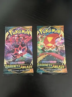 Pokemon TCG Sword And Shield Darkness Ablaze Booster Packs Lot Of 2 - Image 1