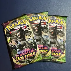 Pokemon Sword & Shield Vivid Voltage Booster Pack Cards X3 - Image 1