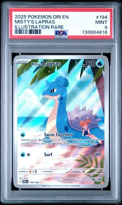 2025 POKEMON DRI EN-DESTINED RIVALS ILLUSTRATION RARE #194 MISTY'S LAPRAS PSA 9 - Image 1