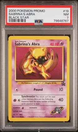 2000 Pokemon Promo Black Star Sabrina's Abra 19 PSA 7 - Image 1