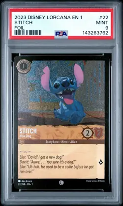 2023 DISNEY LORCANA EN 1-THE FIRST CHAPTER FOIL #22 STITCH NEW DOG PSA 9 - Image 1