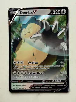 Snorlax V 141/202 Ultra Rare SWSH Base Set Pokemon Card NEAR MINT - Image 1