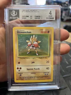 Pokemon Base Set Hitmonchan Holo Rare 7/102 BGS 4 Authentic Rare Vintage - Image 1