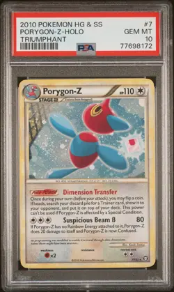 2010 Pokemon Heartgold & Soulsilver Triumphant Porygon-z-holo 7 PSA Gem Mt 10 - Image 1