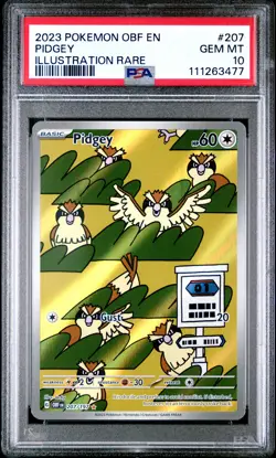 2023 Pokemon Obf En-obsidian Flames Pidgey Illustration Rare 207 PSA Gem Mt 10 - Image 1