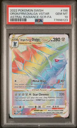 2022 Pokemon Astral Radiance Origin Forme Dialga Vstar 198 PSA Gem Mt 10 - Image 1