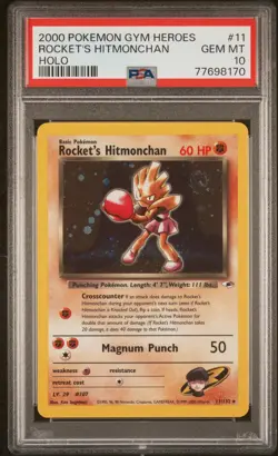 2000 Pokemon Gym Heroes Rocket's Hitmonchan Holo 11 PSA Gem Mt 10 - Image 1