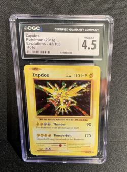 Pokemon 2016 Zapdos 42/108 Holo Evolutions Graded CGC 4.5 - Image 1