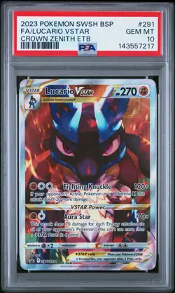 2023 POKEMON SWSH BLACK STAR PROMO #291 FULL ART/LUCARIO VSTAR PSA 10 - Image 1