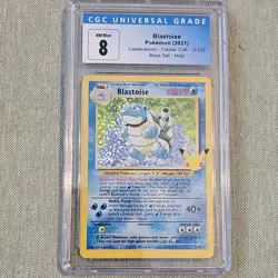 Pokemon CGC 8 Blastoise Celebrations Classic Collection 2/102 Base Set Holo - Image 1