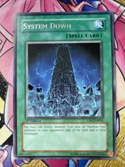 (AA) YUGIOH! 1-SYSTEM DOWN-RARE-1ST EDITION-CRV-EN041 1st LP - Image 1