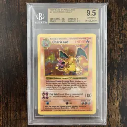 1999 Pokemon Shadowless Base Set Charizard Holo Beckett BGS 9.5 4/102 - Image 1