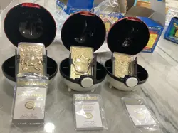 1999 Pokemon 23K Gold-Plated BK Trading Cards (3) , 2 Togepi And 1 Poliswirl - Image 1